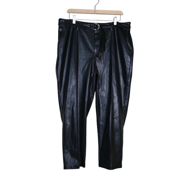 Marc New York Andrew Marc Womens 14 Faux Leather Black Crop Pants - Picture 1 of 11